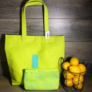 🍋 NWT Clinique Tote w/ Matching Cosmetic Bag